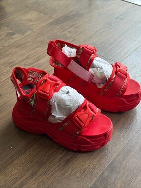 Bold Red Platform Sport Sandals